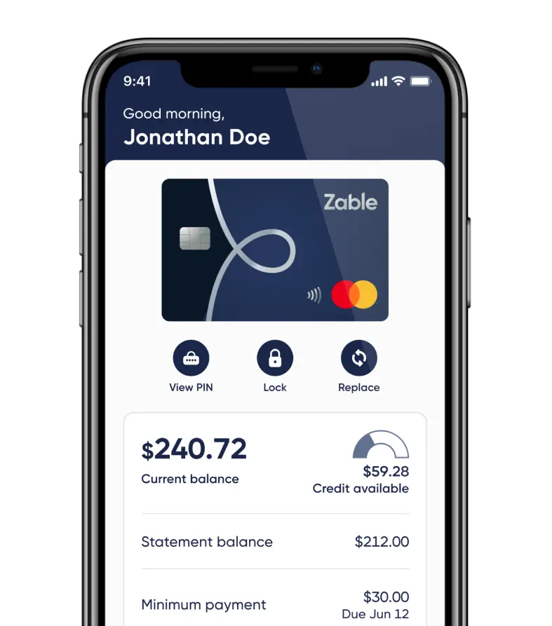 Zable credit card app
